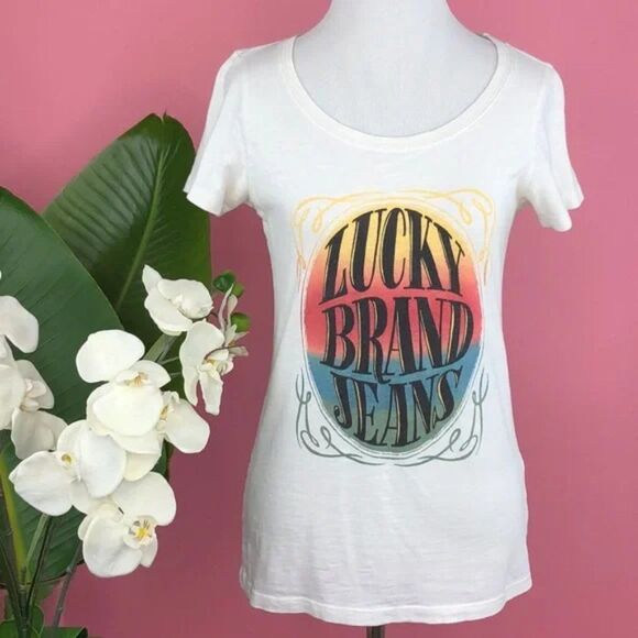 Lucky Brand Classic White Logo Tee Shirt - Picture 2 of 9